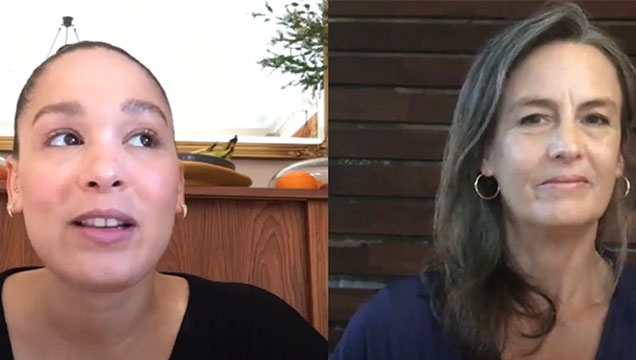 Jessica Birch looks away from the camera while talking, while her mother Sue smiles at the camera